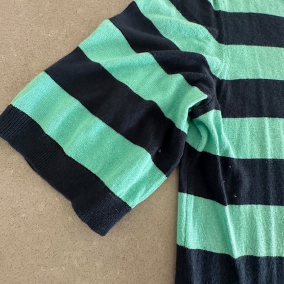 Banana Republic Mint & Navy Striped Silk Cashmere Short Sleeve Sweater EUC - Picture 6 of 10